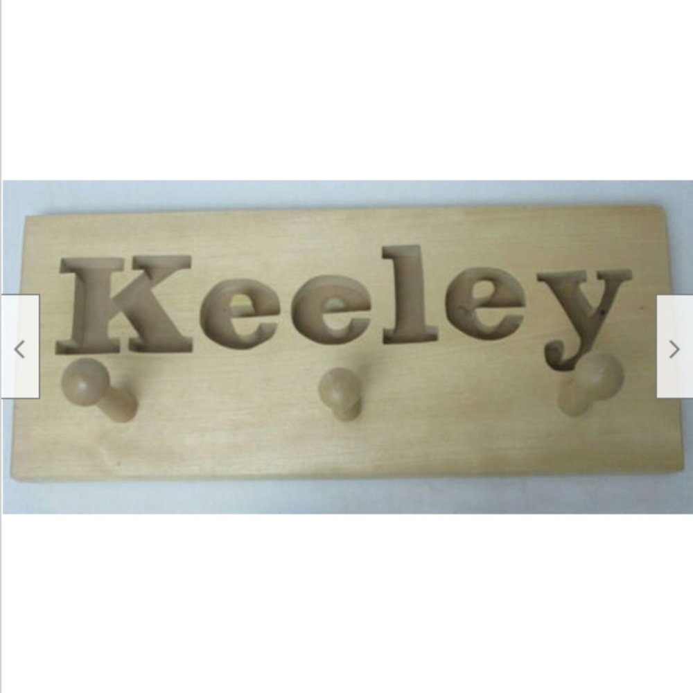 Personalized KEELEY Wooden Wall Coat or Clothing Hanger Key Hook Rack